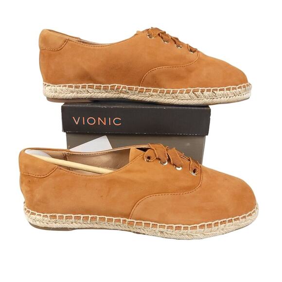 Vionic Lace Up Espadrille Flats Coast Sandy Suede Orthotic - Picture 1 of 11